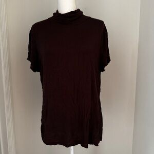 Cato Brown Short Sleeve Mock Neck Top, Size XL